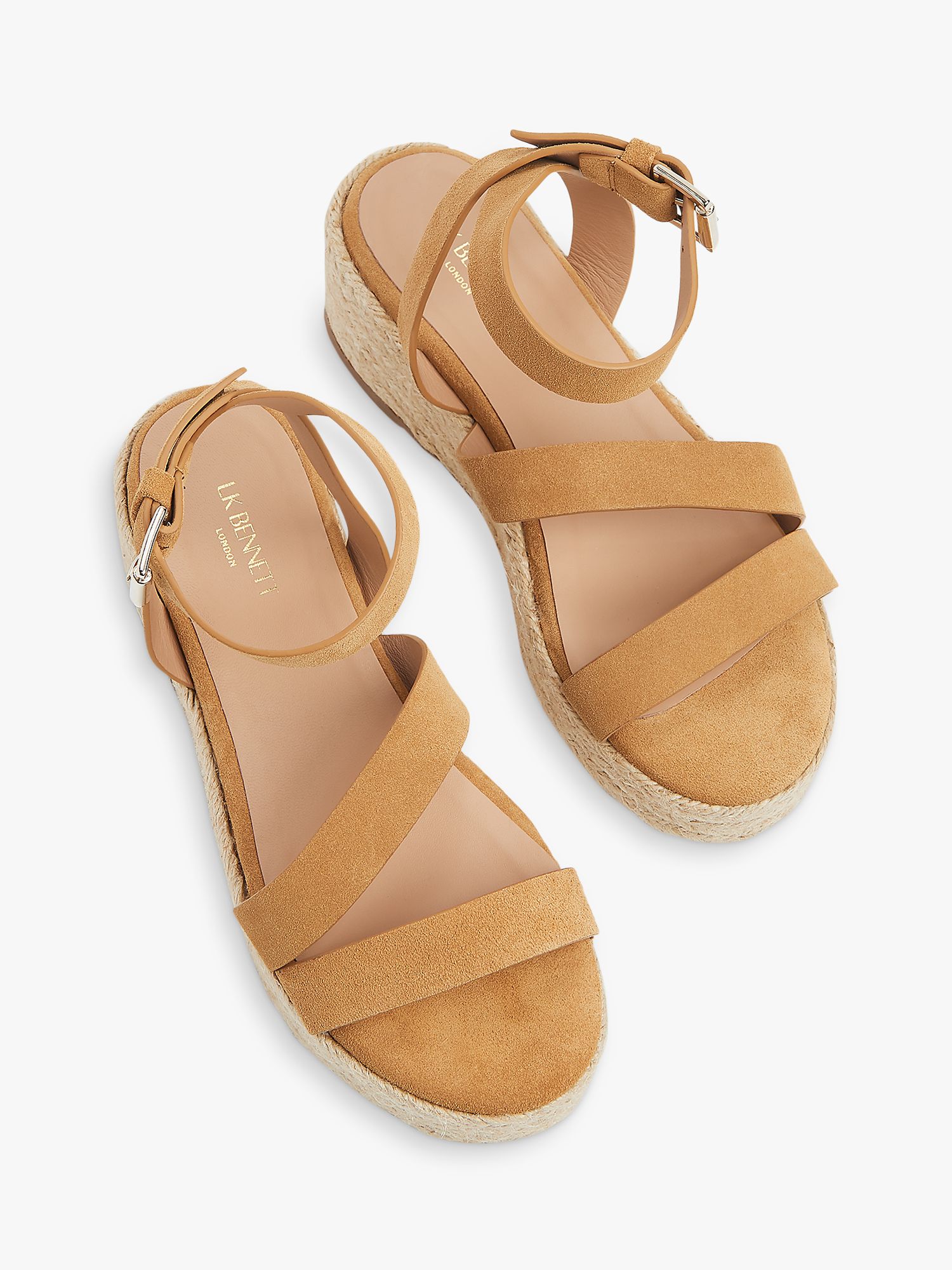 L.K.Bennett Siena Suede Flatform Sandals, Tan at John Lewis & Partners