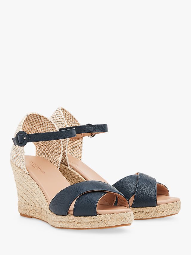 Navy leather clearance wedges