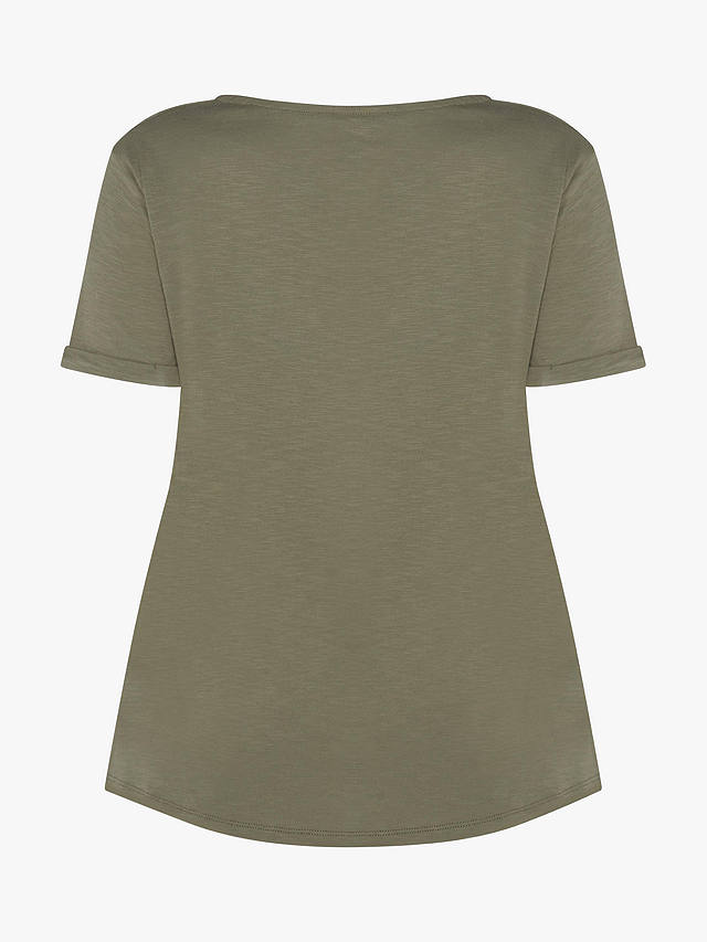 Live Unlimited Curve V-Neck Short Sleeve T-Shirt, Khaki