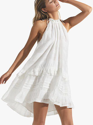 Reiss Gabriella Linen Blend Mini Dress, White