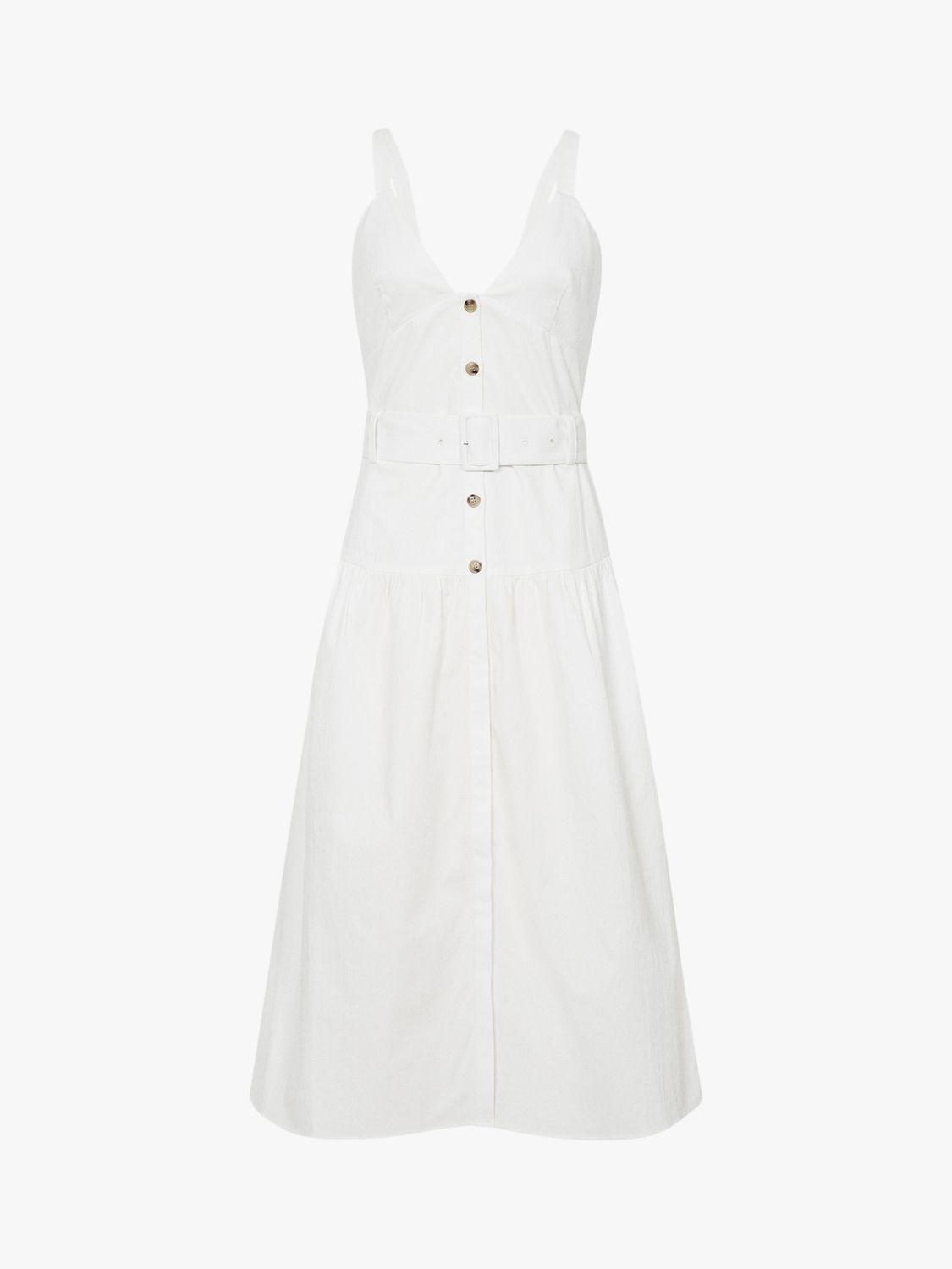Reiss Vita Button Through Midi Dress, White