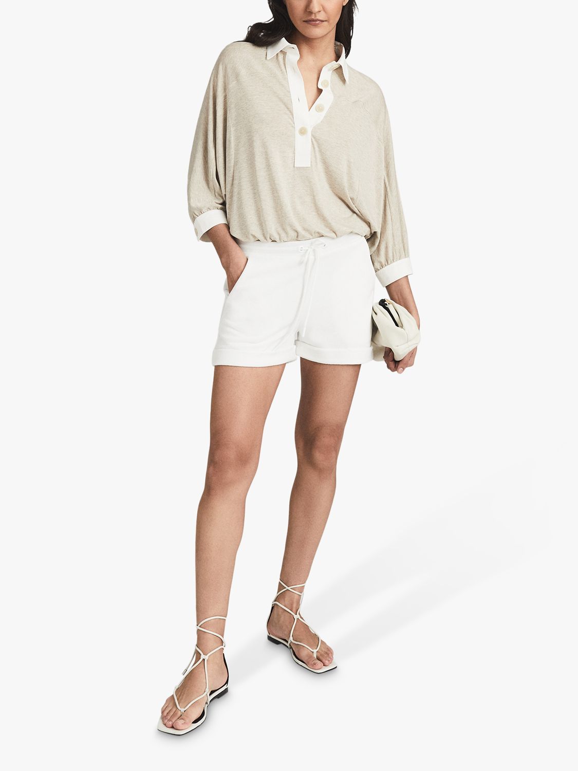 Reiss Annie Jersey Shorts, White at John Lewis & Partners