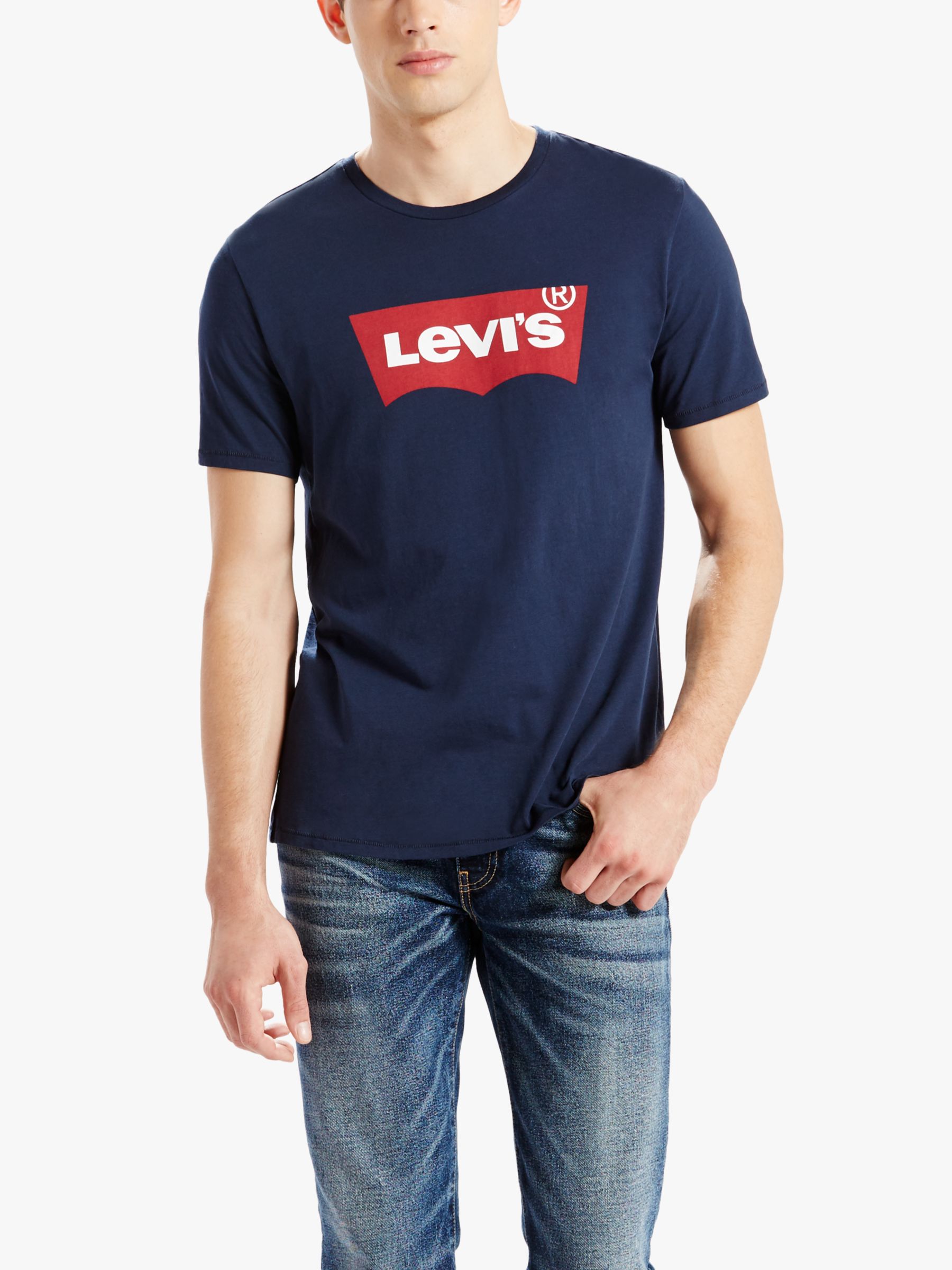 Levi's Batwing Graphic Logo T-Shirt, Dress Blues at John Lewis & Partners