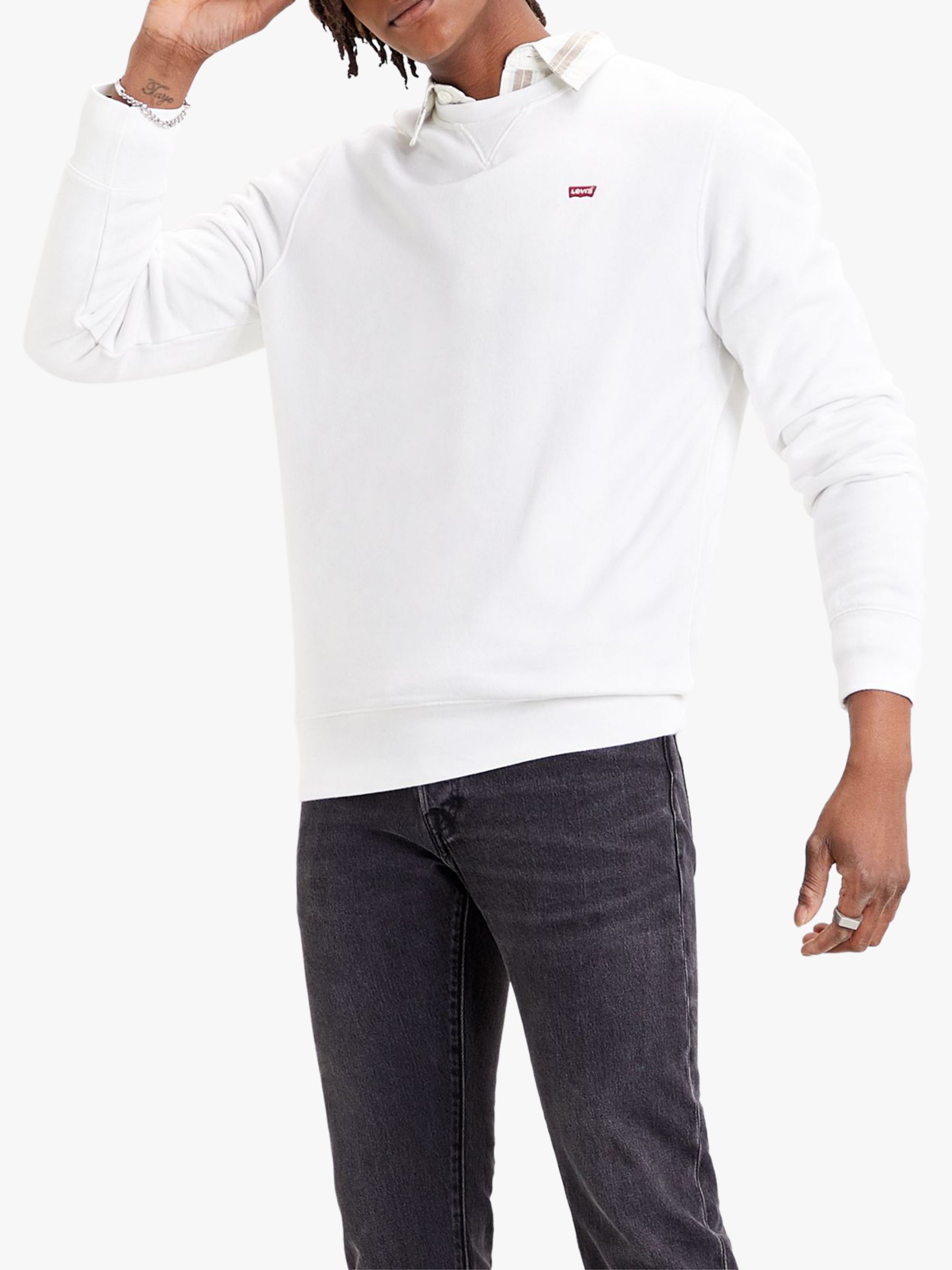 Levi's Original Crew Neck Sweatshirt, White at John Lewis & Partners