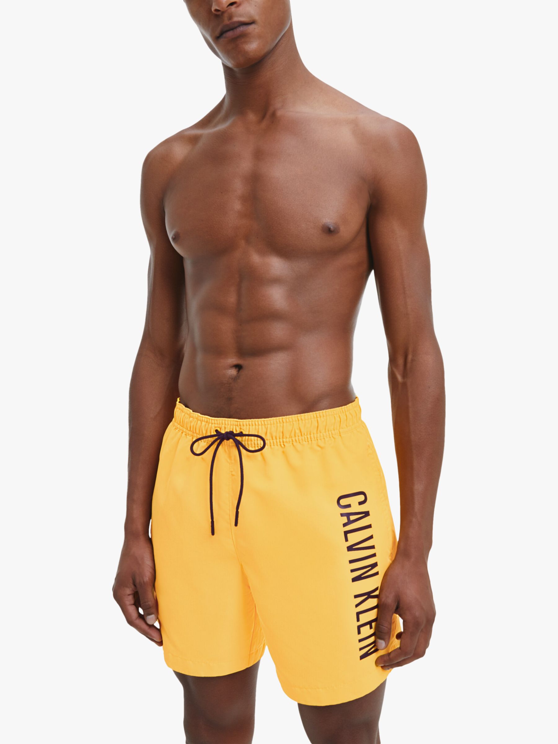 Calvin Klein Intense Power Drawstring Swim Shorts, Yellow Arch