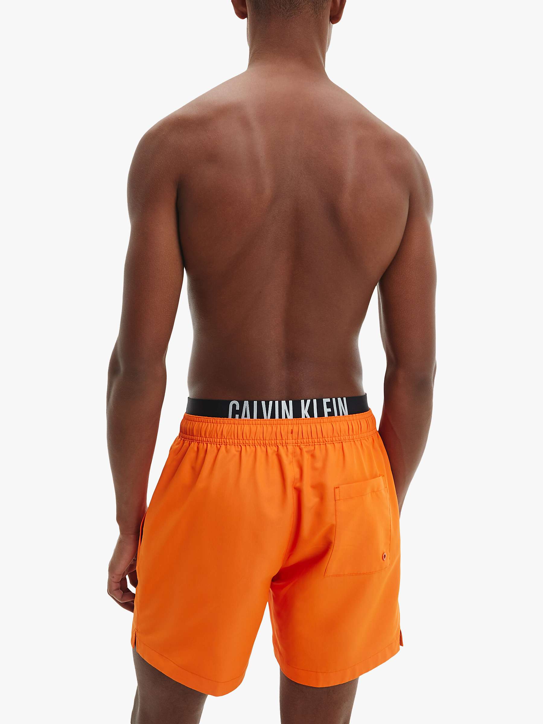 Calvin Klein Intense Power Medium Double Waistband Swim Shorts, Orange ...