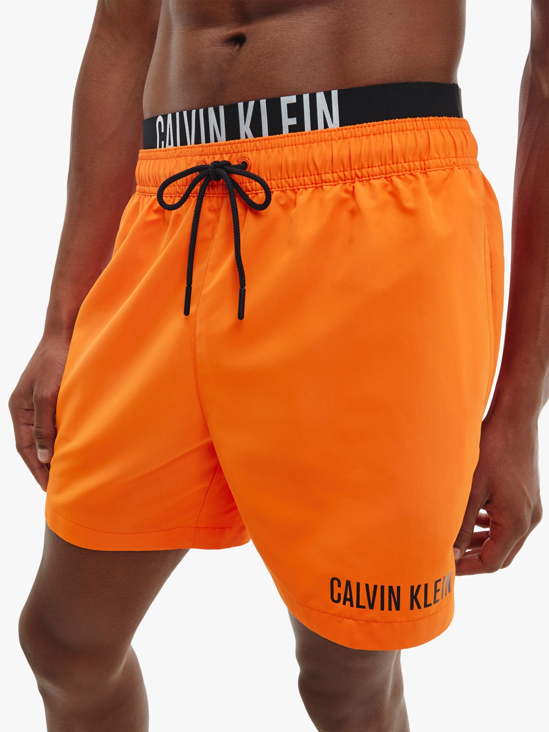 Calvin Klein Intense Power Medium Double Waistband Swim Shorts, Orange ...