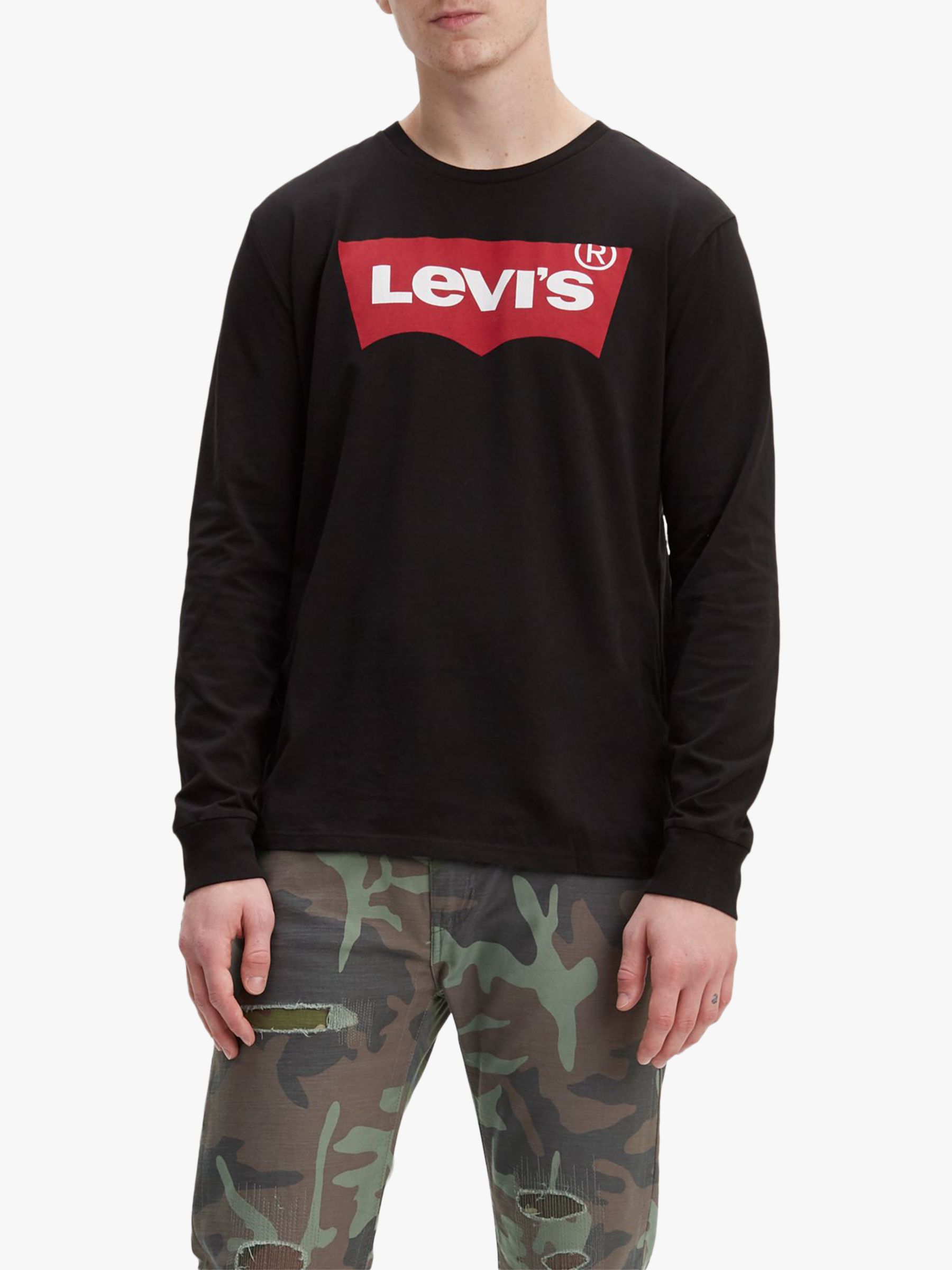 Levi's Batwing Graphic Long Sleeve Logo T-Shirt, Black at John Lewis &  Partners