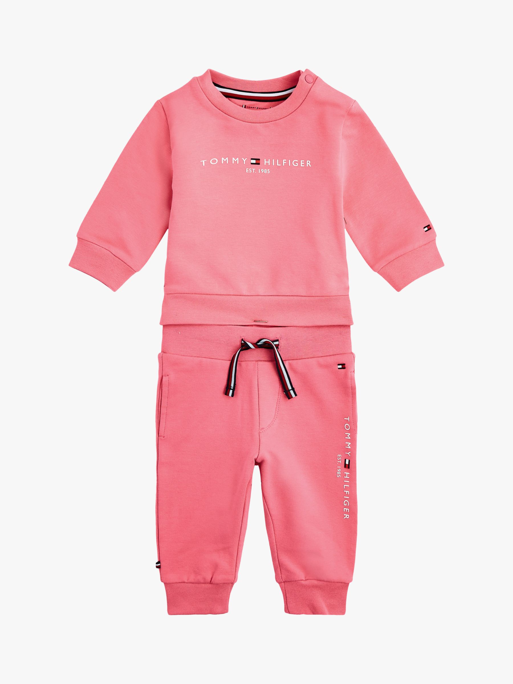 Tommy Hilfiger Baby Essential Logo Crew Sweatshirt and Set, Pink, 0-3 months