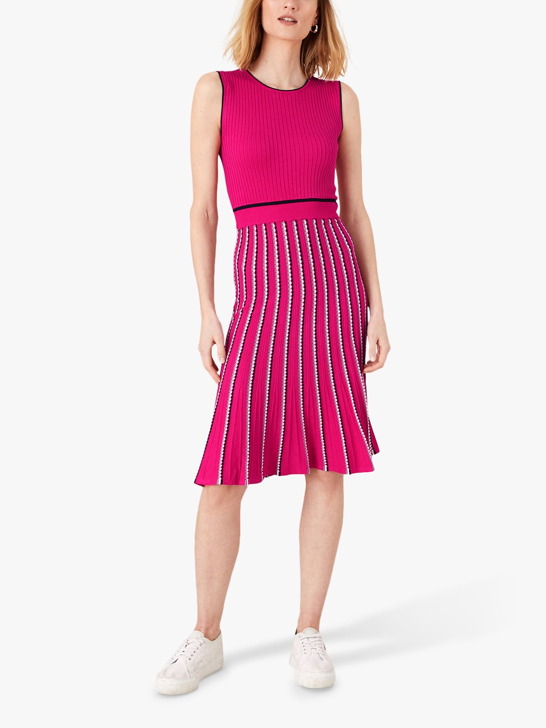 Monsoon Mimi Ribbed Bodycon Dress, Pink