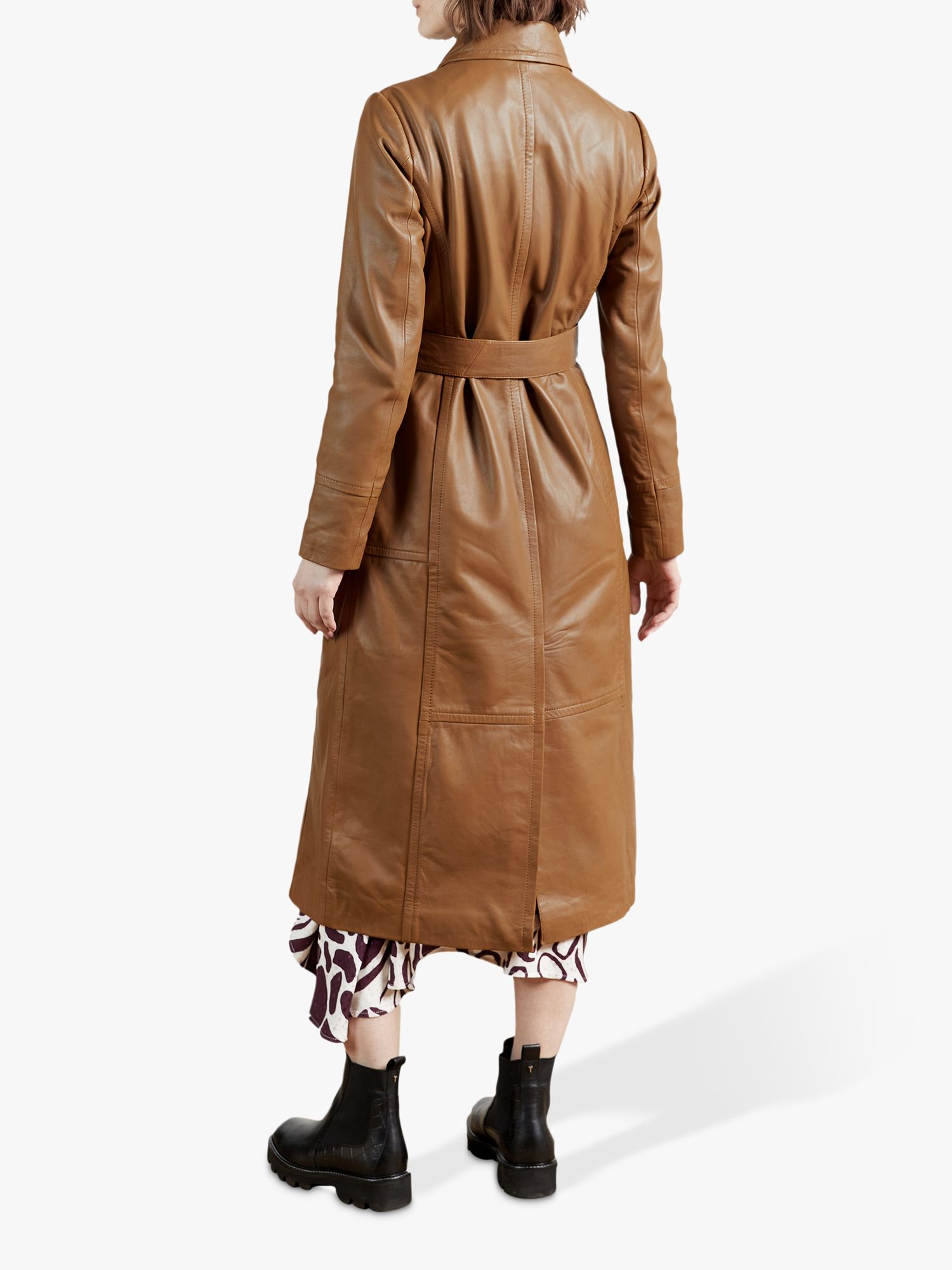 Ted Baker Enyer Leather Coat, Mid Brown