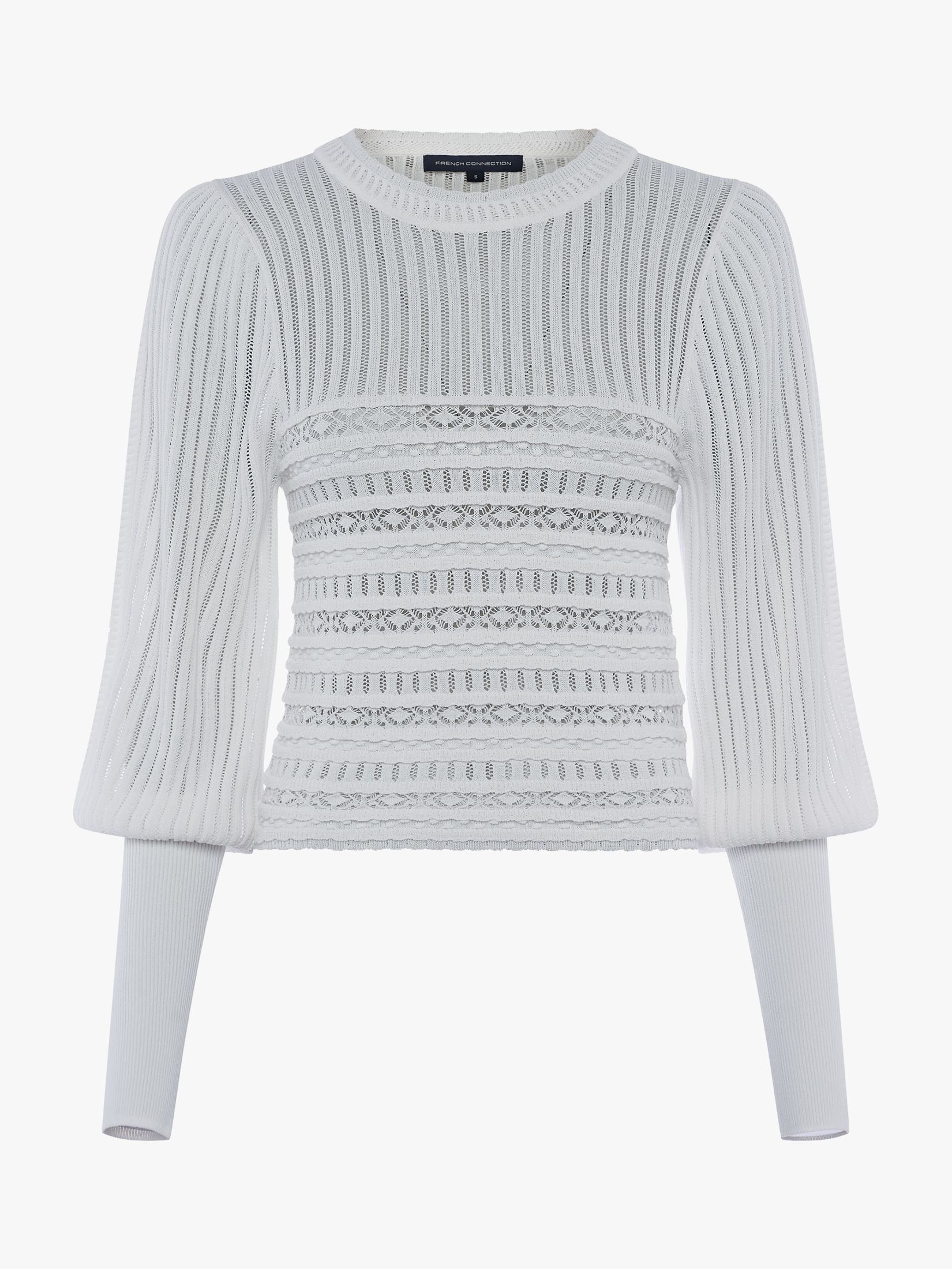 French Connection Orielle Detail Short Sleeve Jumper, Summer White at ...