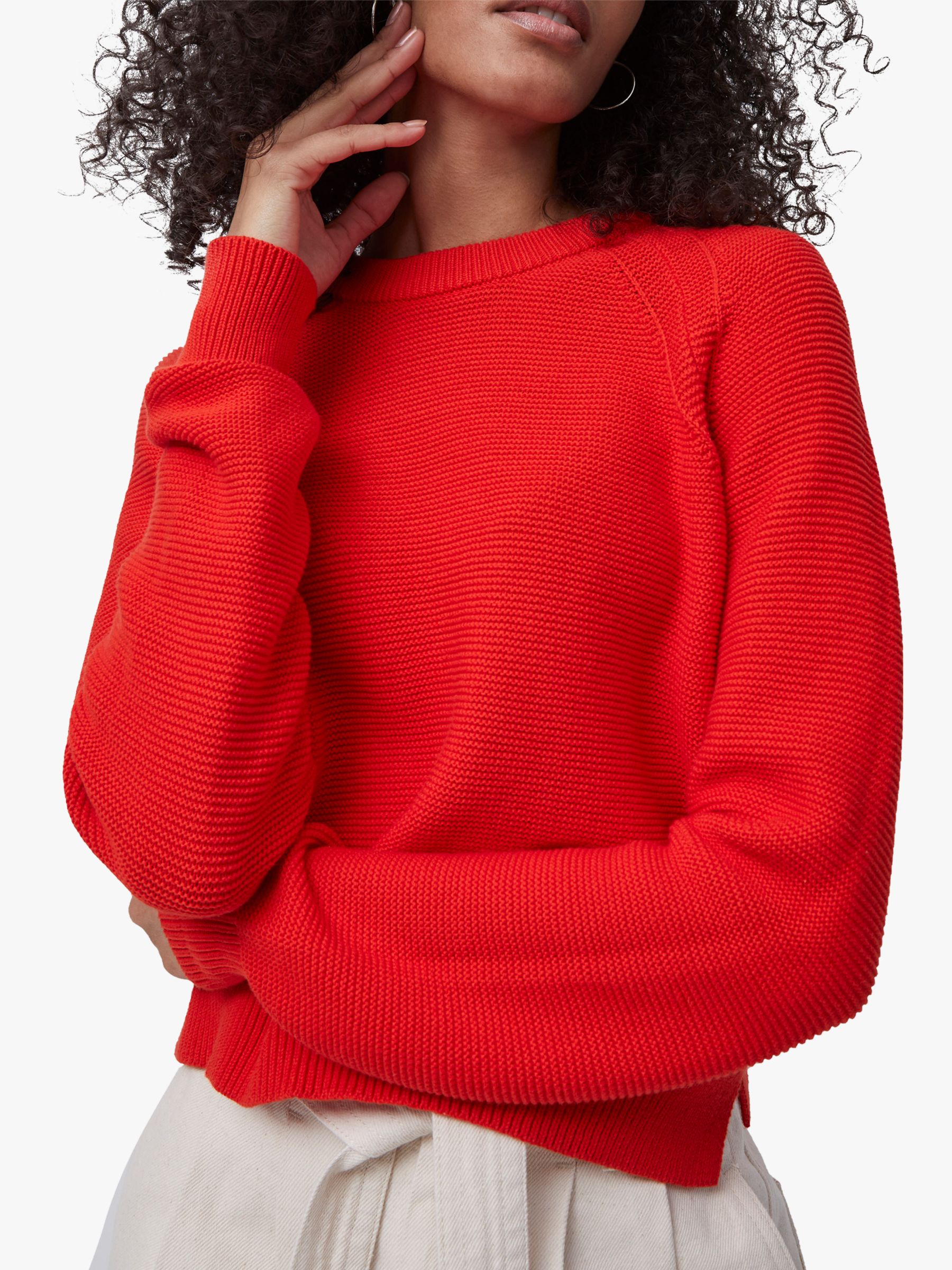 French Connection Lilly Mozart Crew Neck Jumper, Fiery Red at John ...