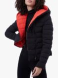 French Connection Iola Puffer Coat, Black/Red