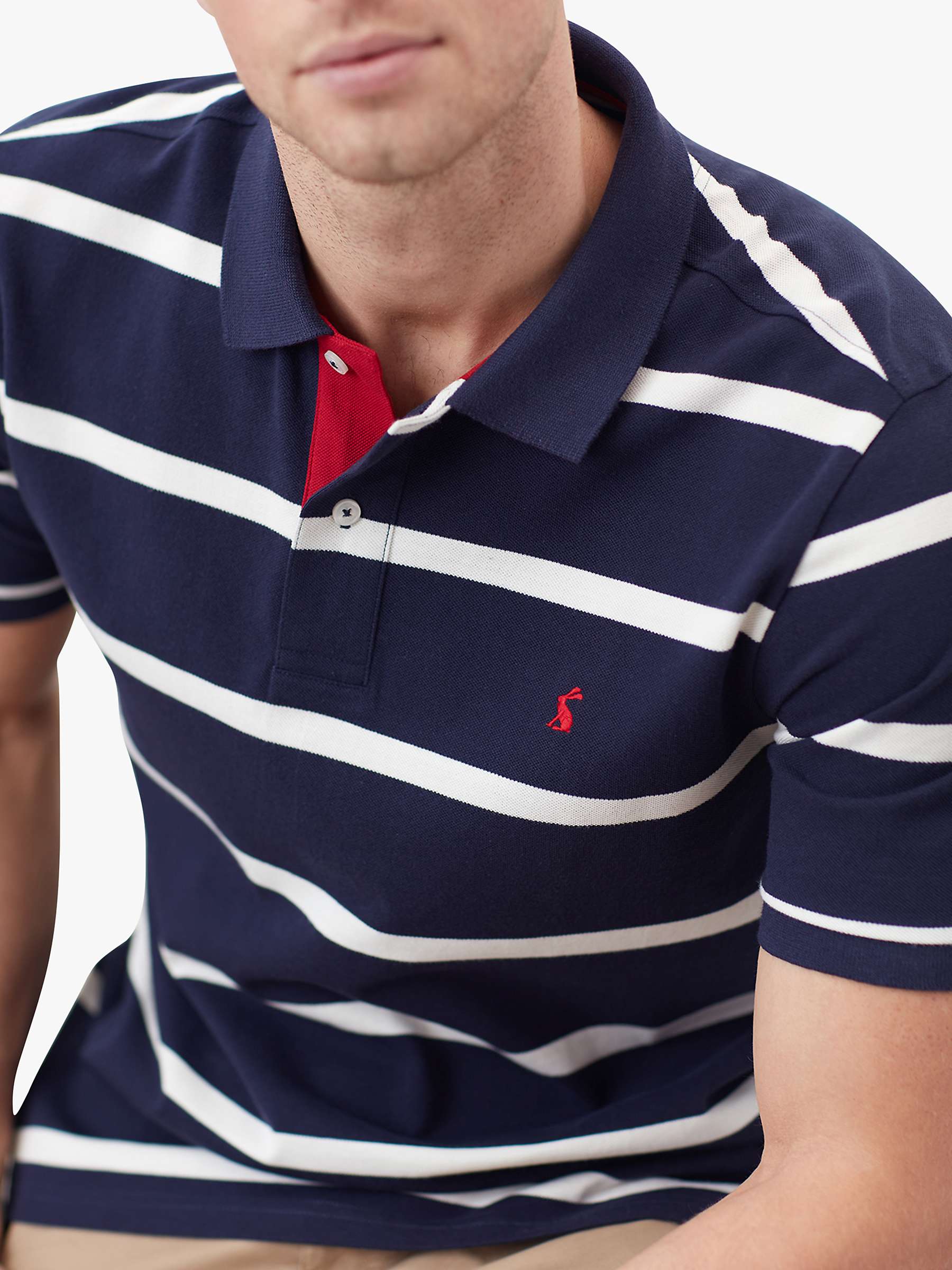 Buy Joules Striped Short Sleeve Polo Top, Navy/White Online at johnlewis.com