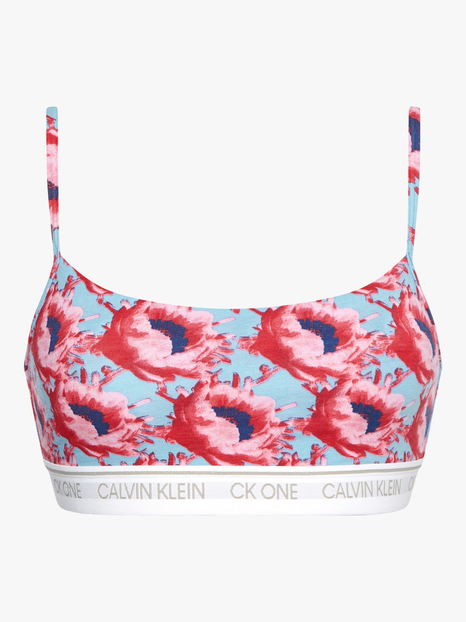 Calvin Klein CK One Unlined Cotton Bralette, Prosper Floral Print at ...