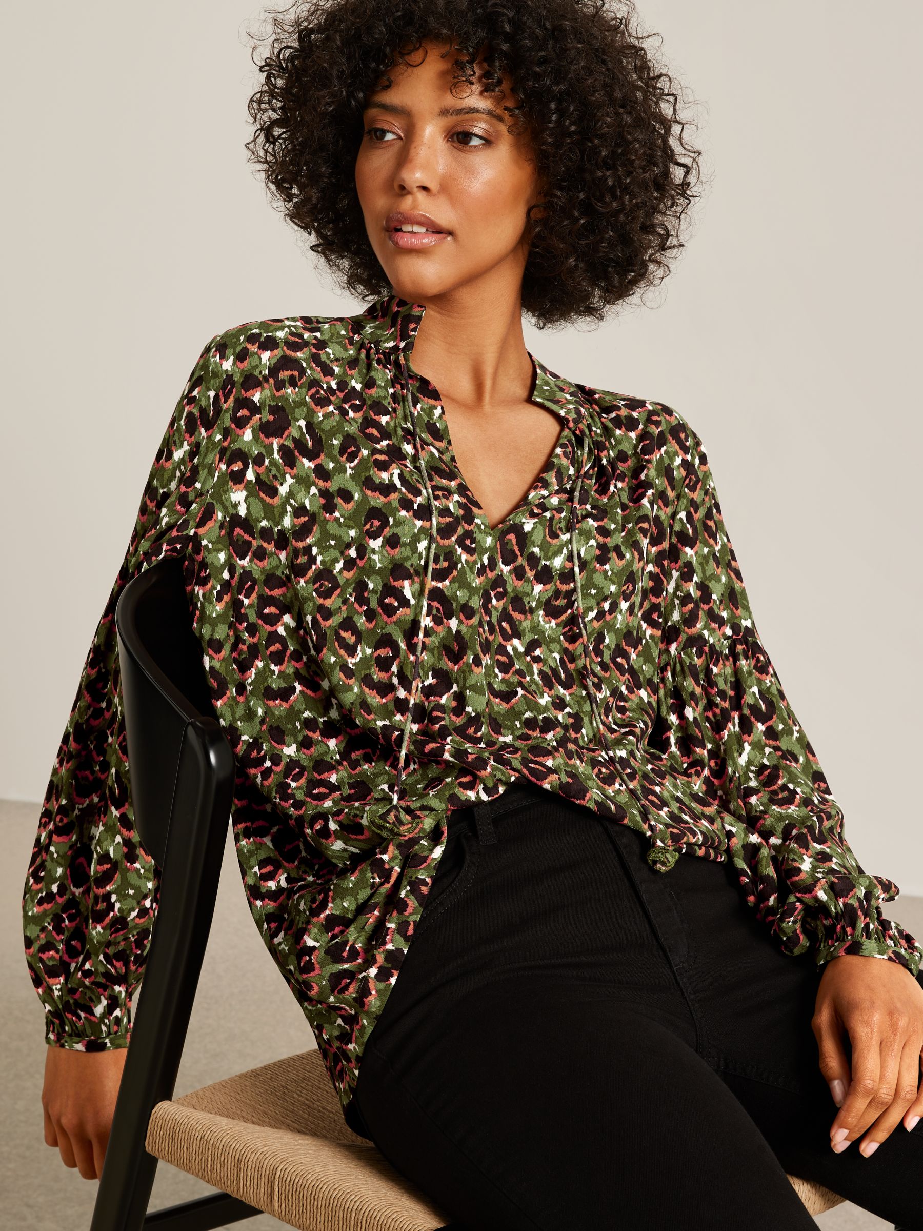 AND/OR Roxy Leopard Flash Blouse, Green