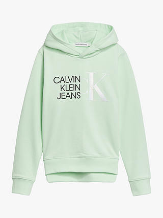 Calvin Klein Kids' Hybrid Logo Hoodie, Dew Green