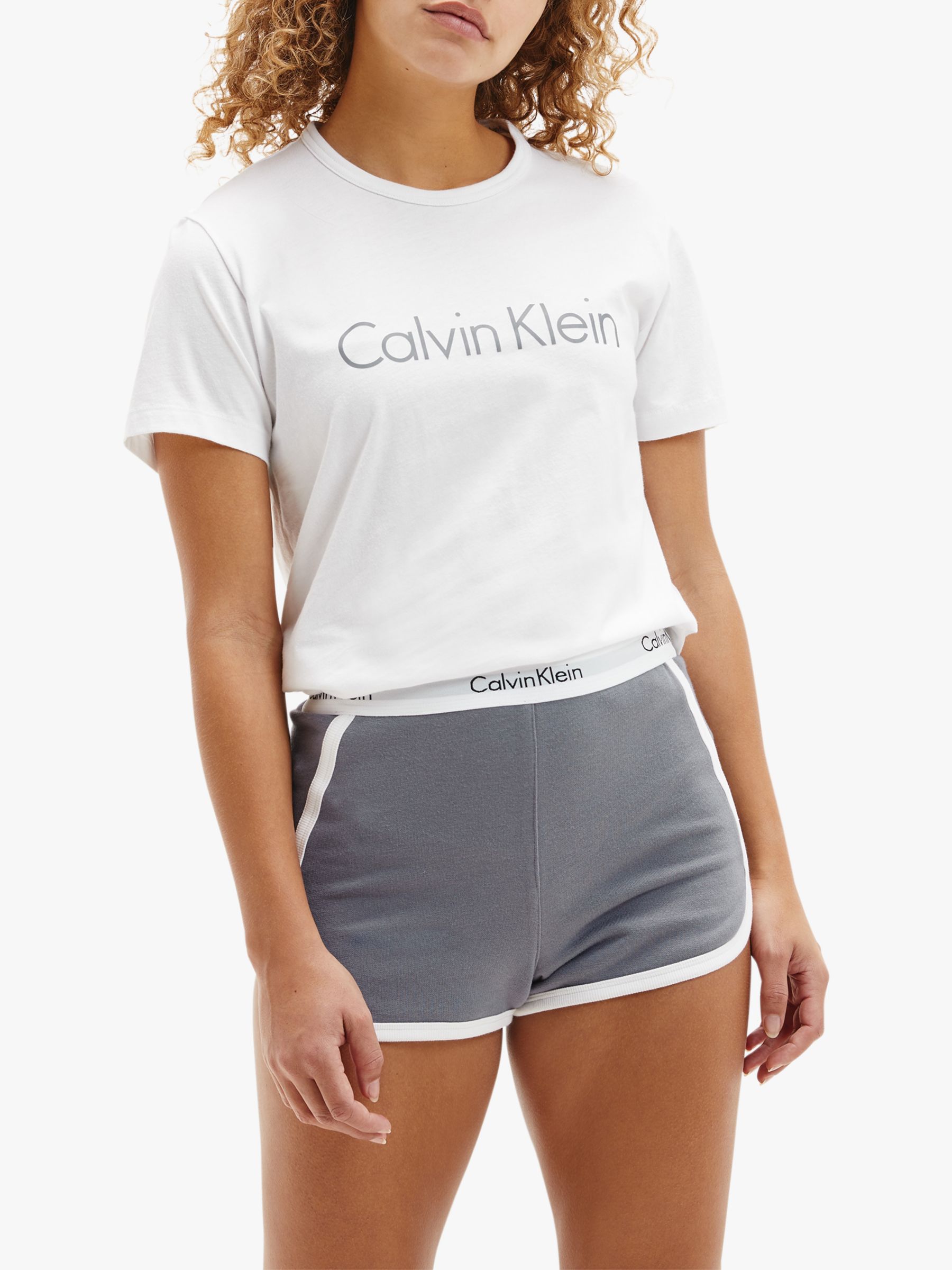 Calvin Klein Modern Cotton Logo Shorts Pyjama Set, White/Pewter