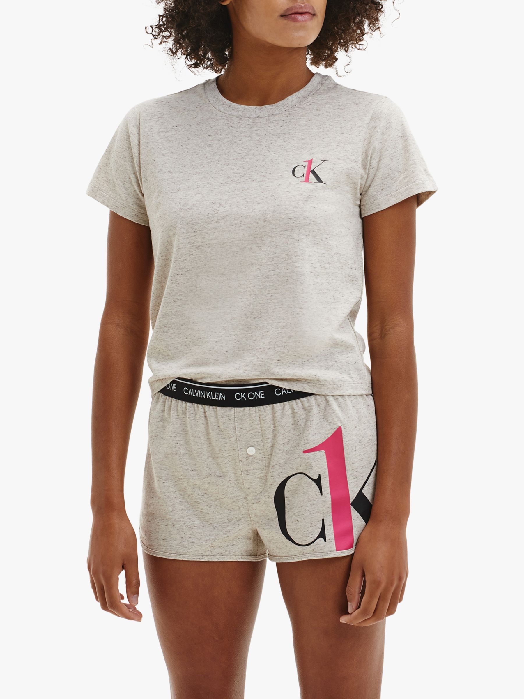 Calvin Klein CK One Logo Shorts Pyjama Set, Buff Heather