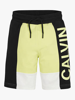 Calvin Klein Kids' Colour Block Jogger Shorts, Yellow/Lime