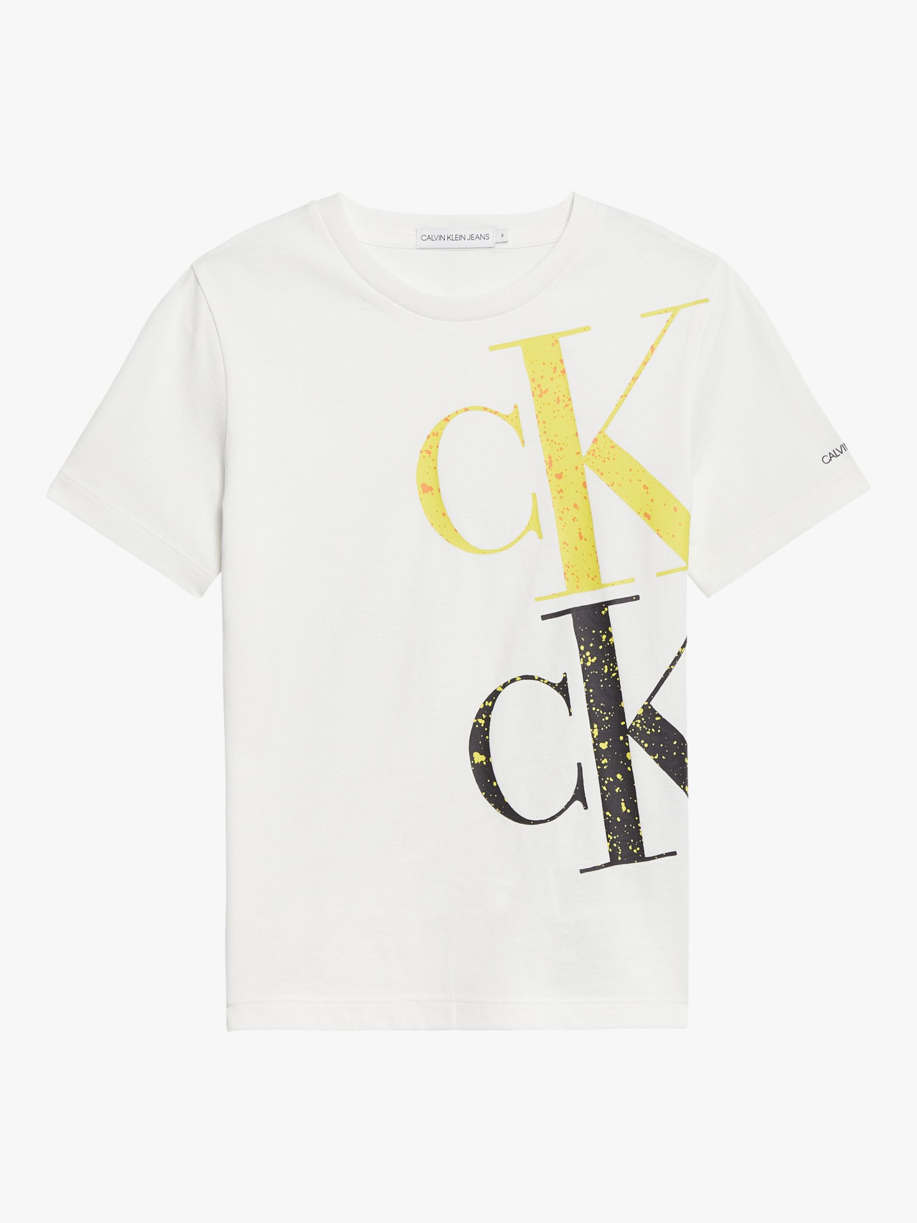 Calvin Klein Kids' Painted Monogram Logo T-Shirt, Bright White