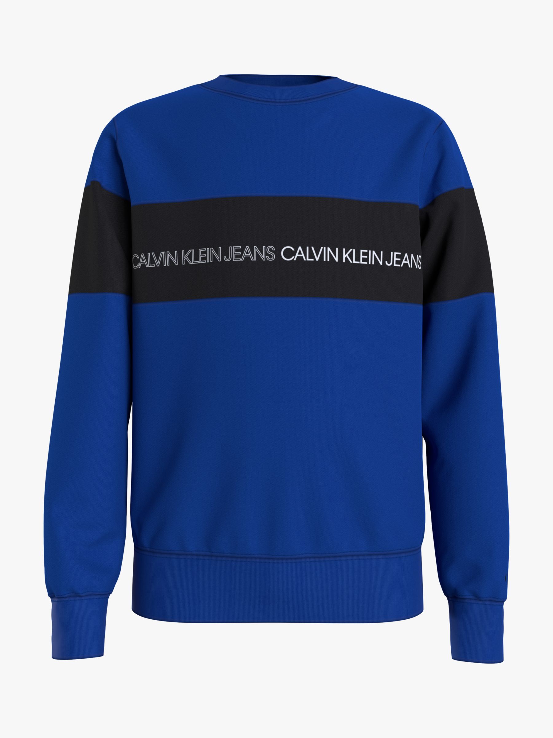 Calvin Klein Kids' Colour Block Logo Sweatshirt, Royal Blue
