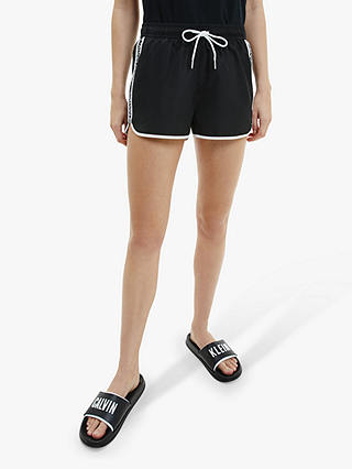 Calvin Klein Logo Tape Beach Shorts, Black