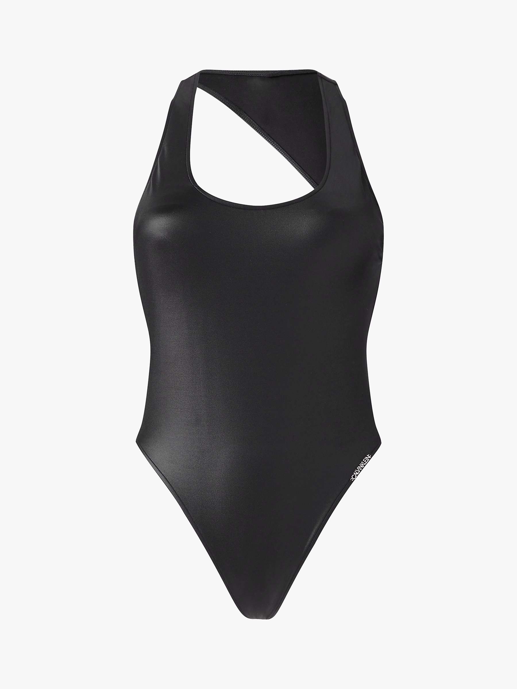 Calvin Klein Core Essential Scoop Back Swimsuit, Black at John Lewis ...