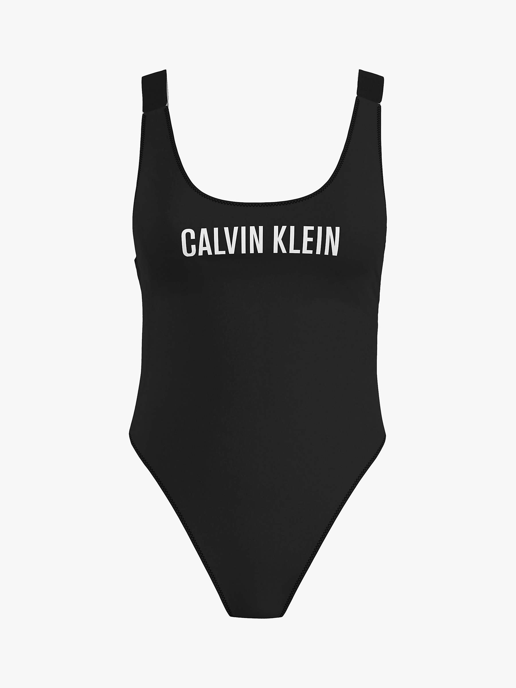 Calvin Klein Intense Power Scoop Back Swimsuit, Black at John Lewis ...
