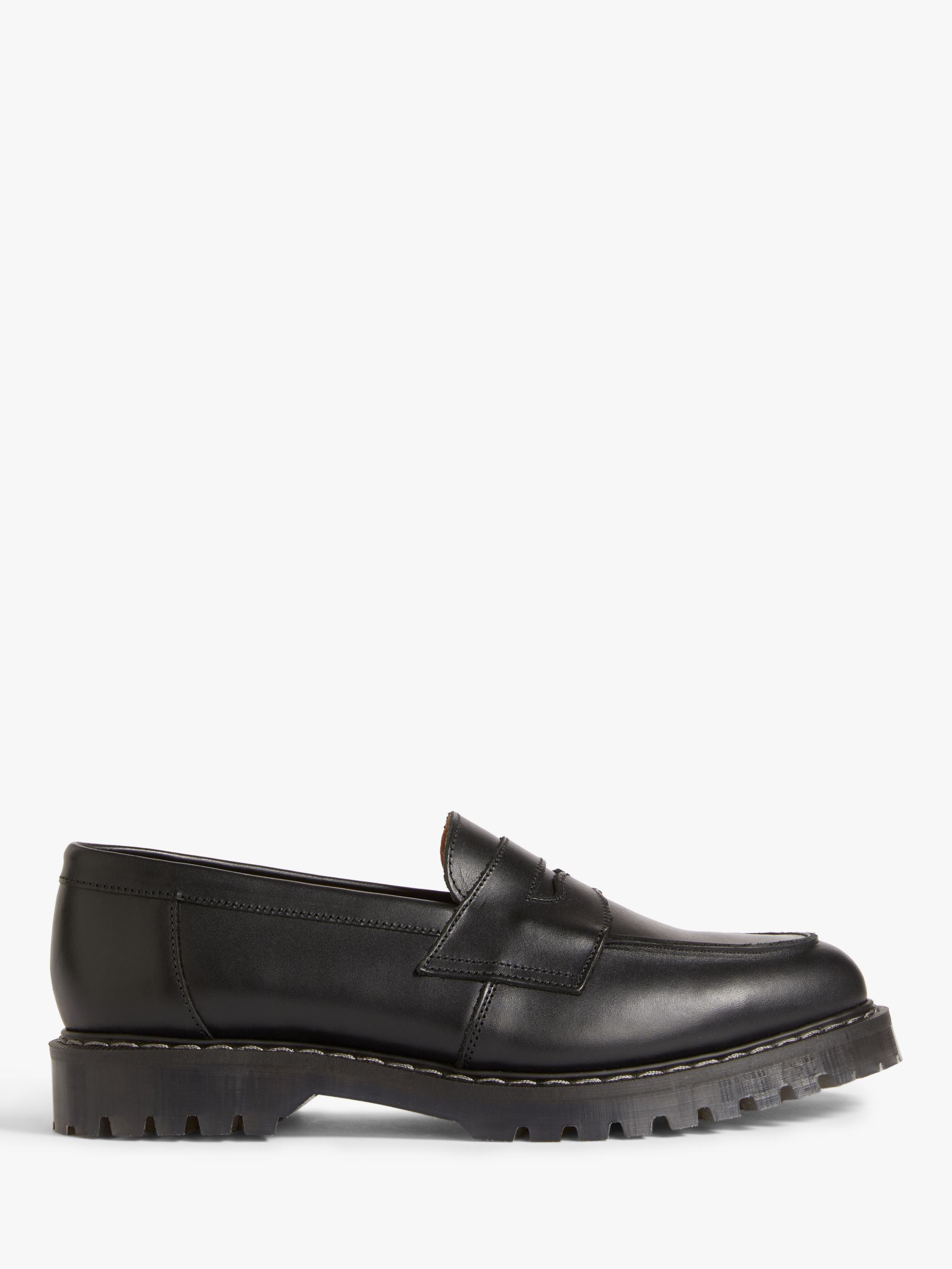 Solovair Waxy Penny Loafers, Black