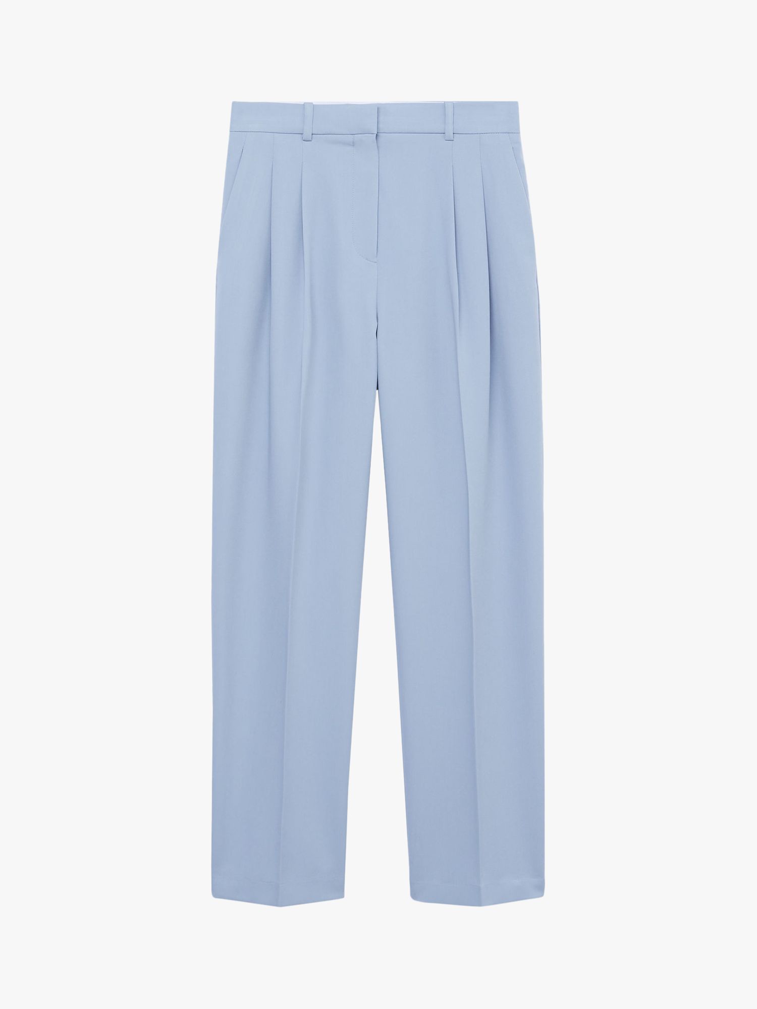 Mango Pleated Crop Suit Trousers, Pastel Blue