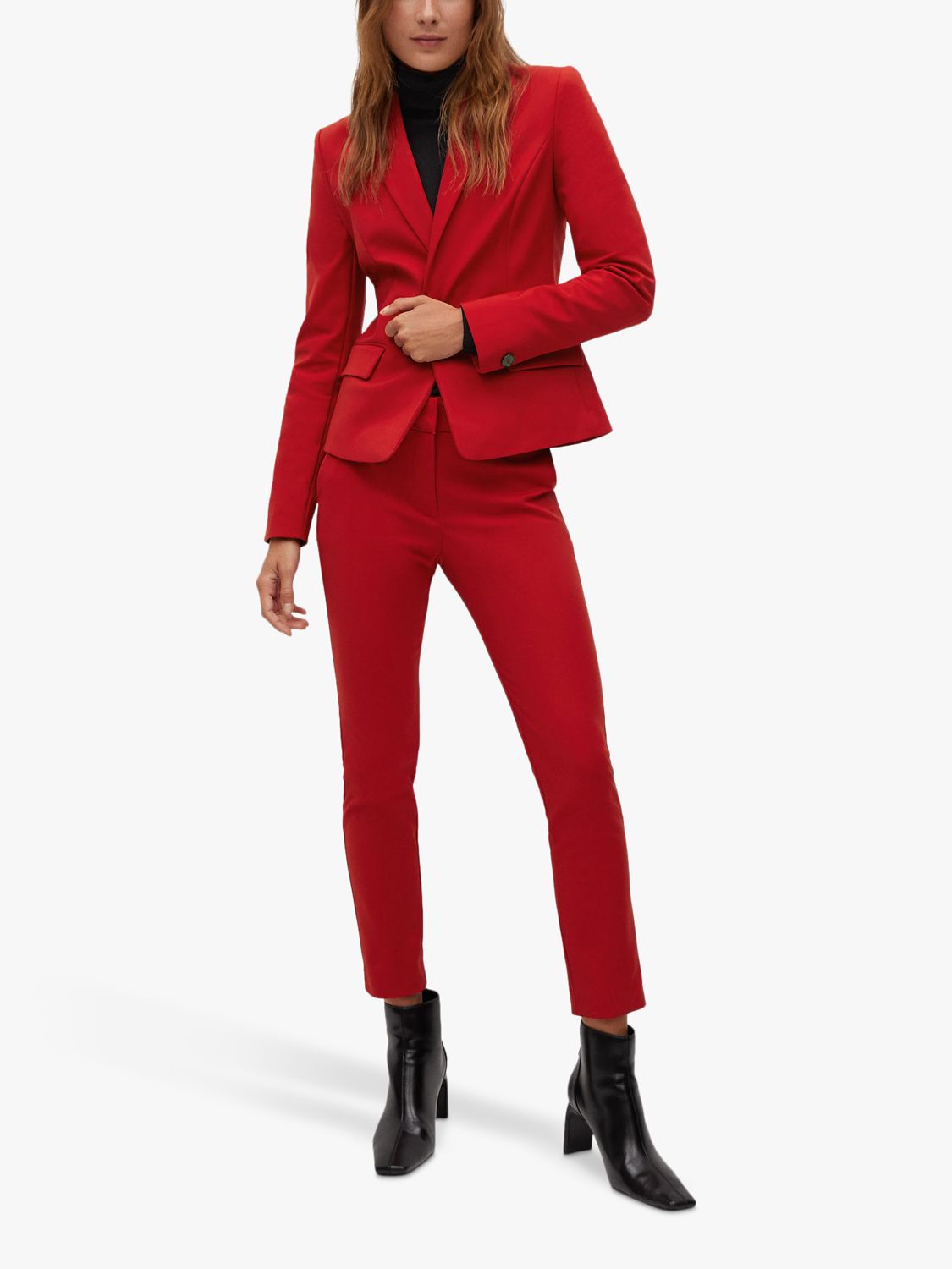 Mango Suit Slim Fit Trousers, Red at John Lewis & Partners