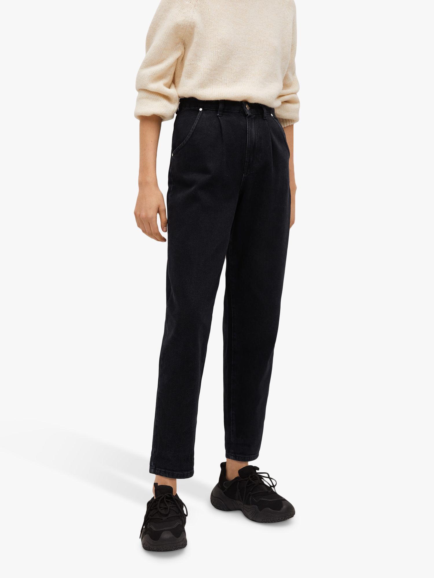Mango Darted Slouch Fit Jeans, Black at John Lewis & Partners