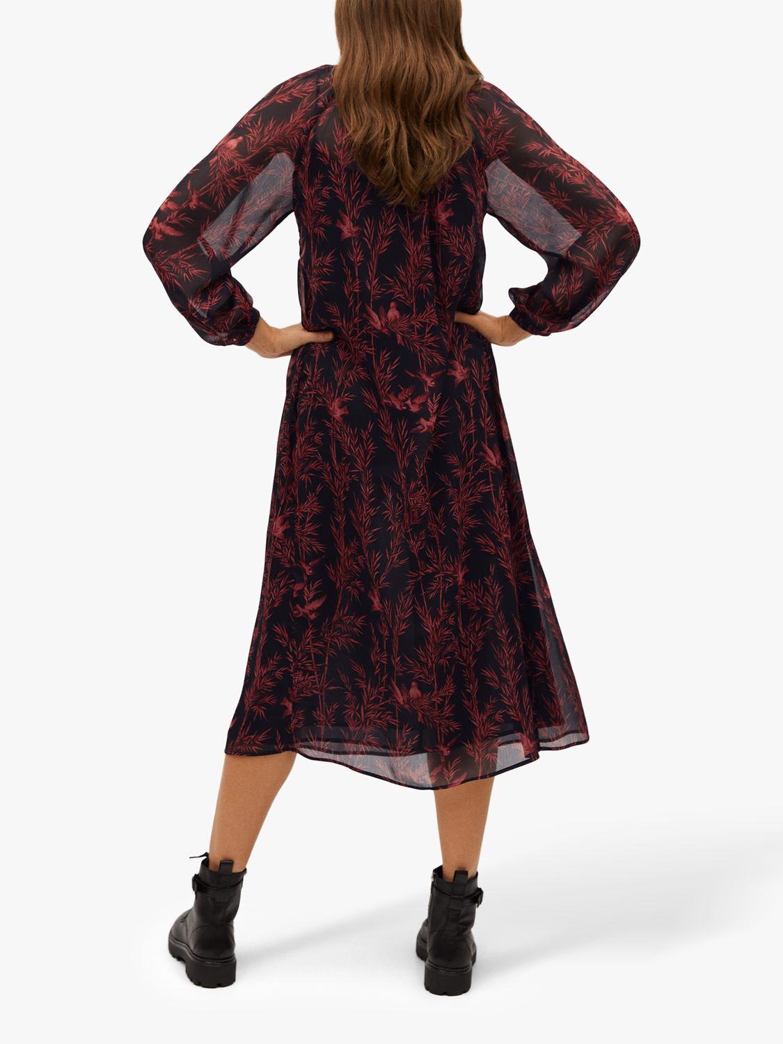 Mango Flowy Floral Print V Neck Midi Dress Blackred At John Lewis And Partners 