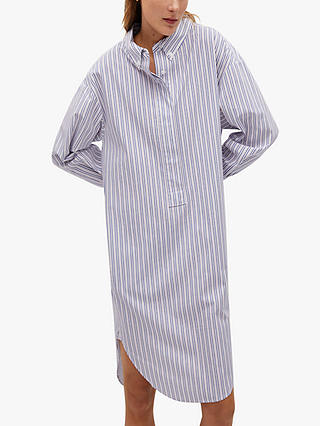 Mango Striped Midi Shirt Dress, Medium Blue