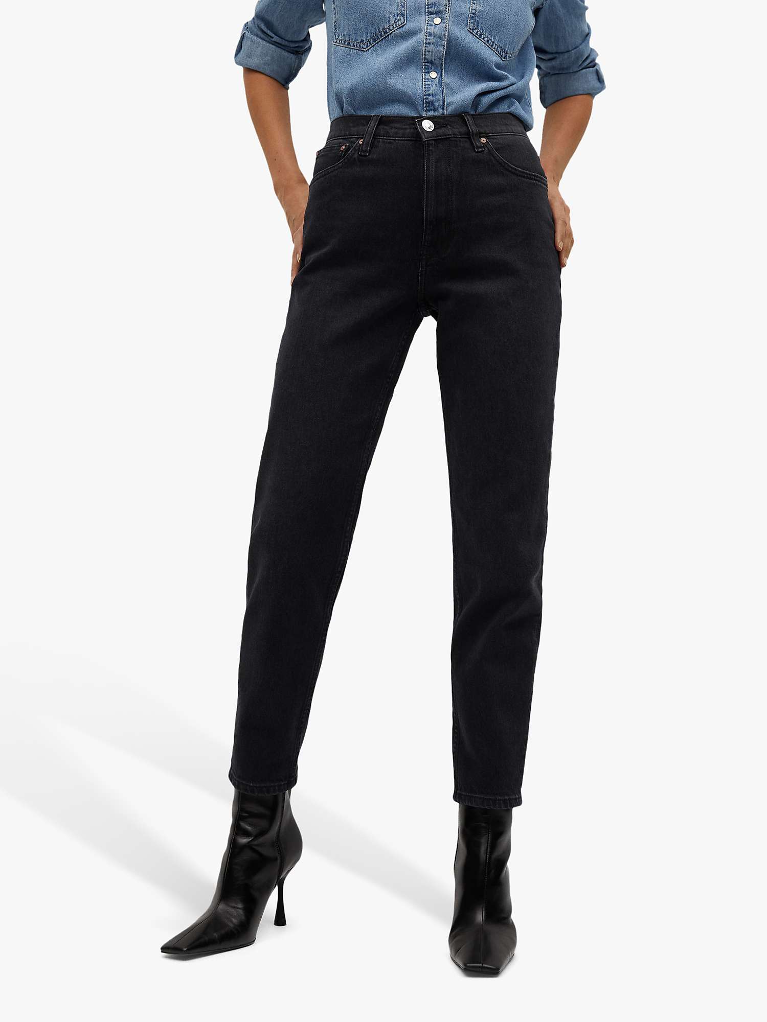 Mango Mom Fit Jeans, Black at John Lewis & Partners