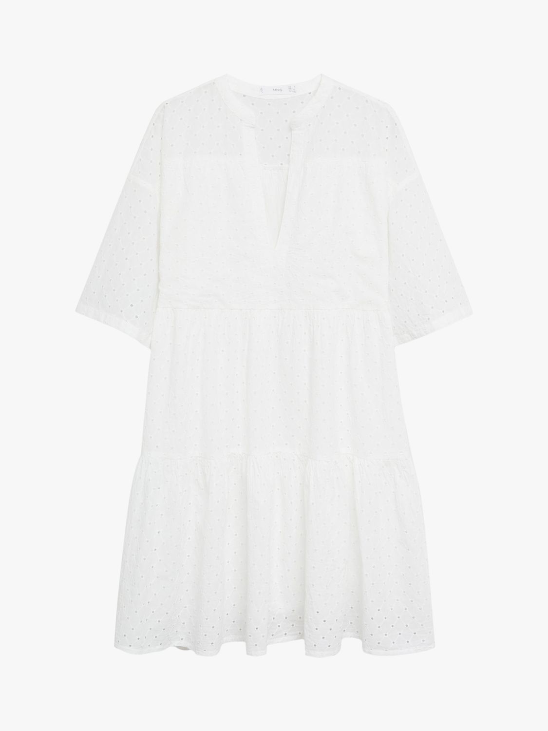 Mango Openwork V-Neck Mini Dress, White