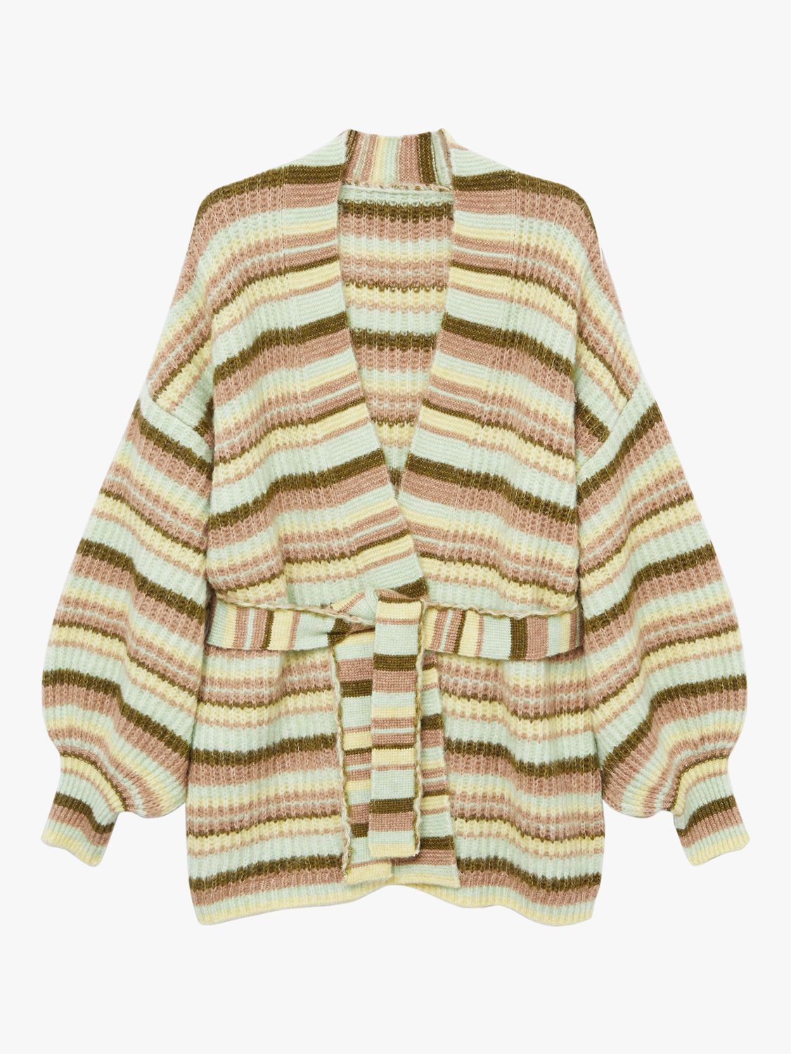 Mango Oversized Stripe Cardigan, Yellow/Multi at John Lewis & Partners