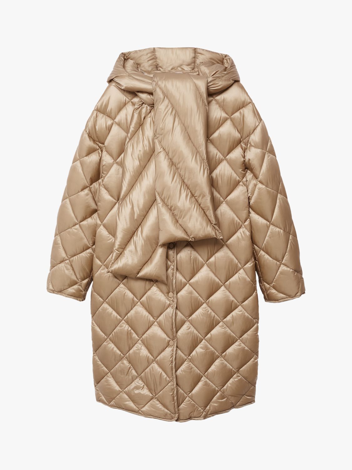 Mango Oversized Quilted Coat, Light Beige