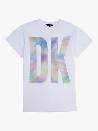 DKNY Kids' Tie-Dye Logo Dress, White