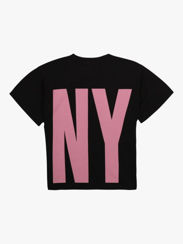 DKNY Kids' Loose Fit Bold Logo T-Shirt, Black/Pink, 4 years