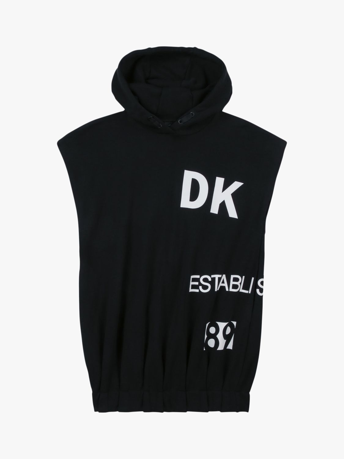 DKNY Kids' Hooded Fleece Dress, Black, 4 years
