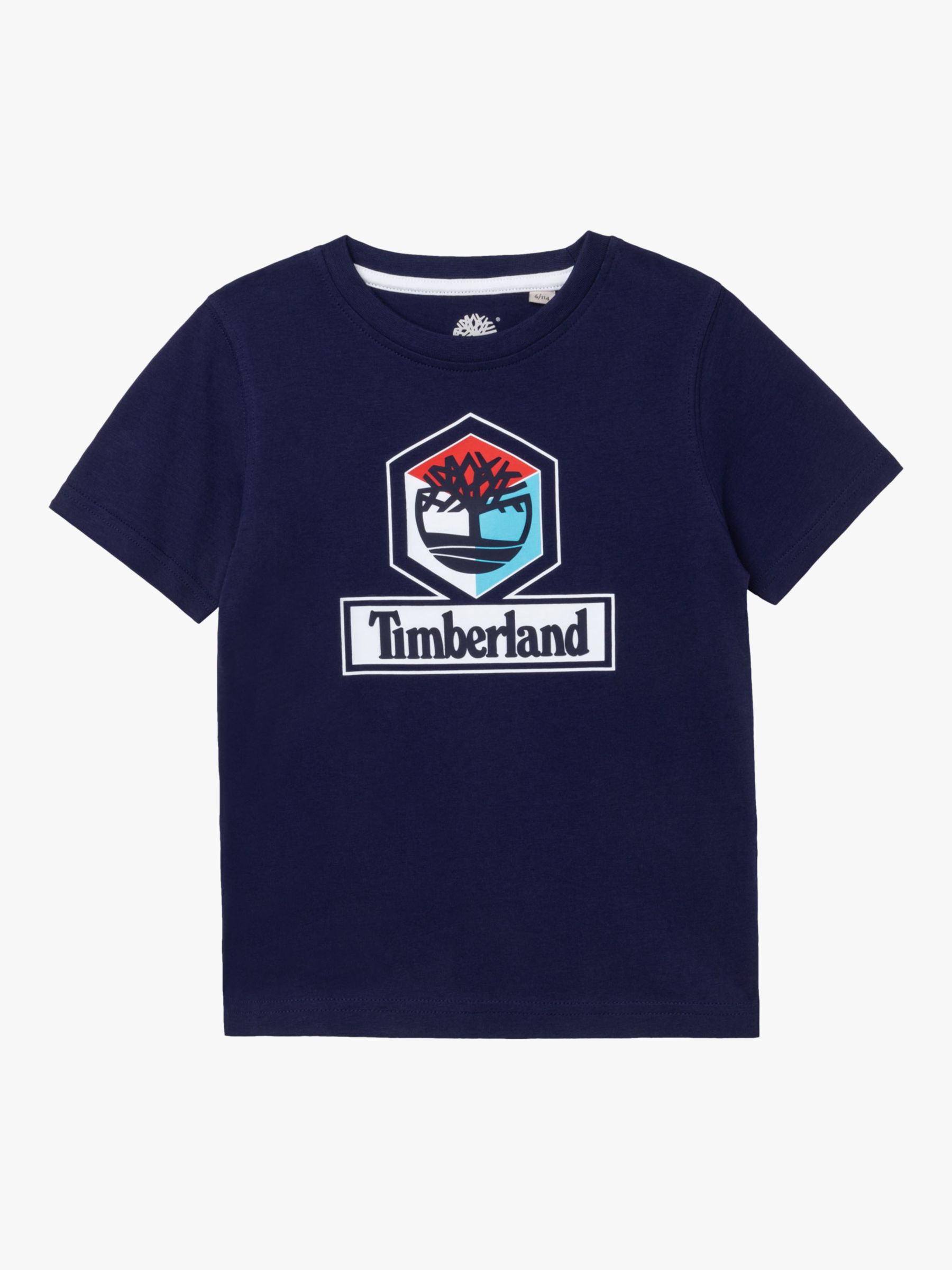 Timberland Kids' Cotton Logo T-Shirt, Navy at John Lewis & Partners