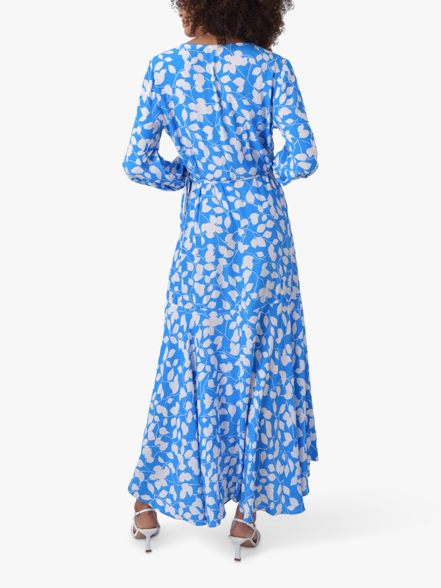 Ro&Zo Leaf Wrap Maxi Dress, Blue/Ivory at John Lewis & Partners