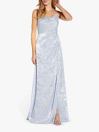 Adrianna Papell Shimmer Cowl Gown, Sky Blue