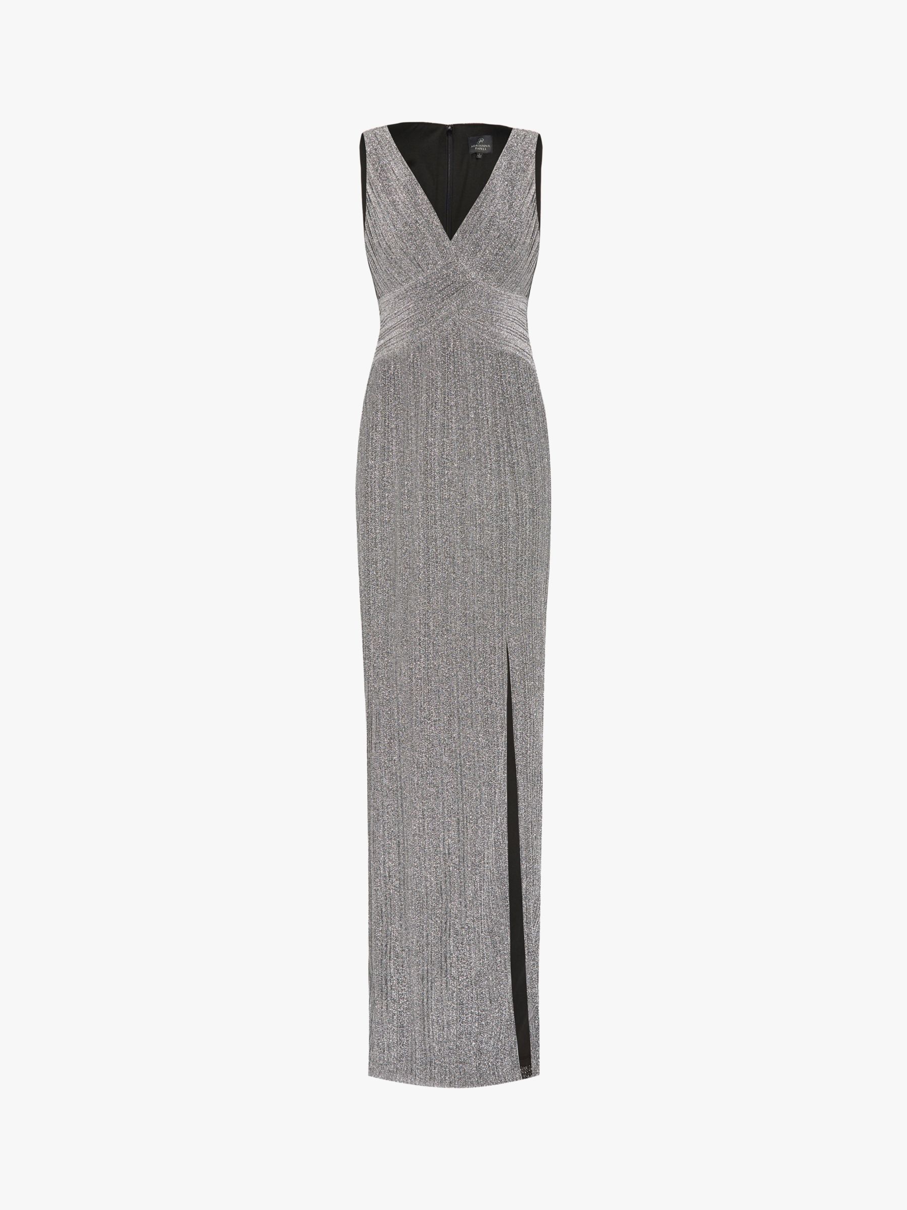 Adrianna Papell Metallic Knit Dress, Dark Silver at John Lewis & Partners