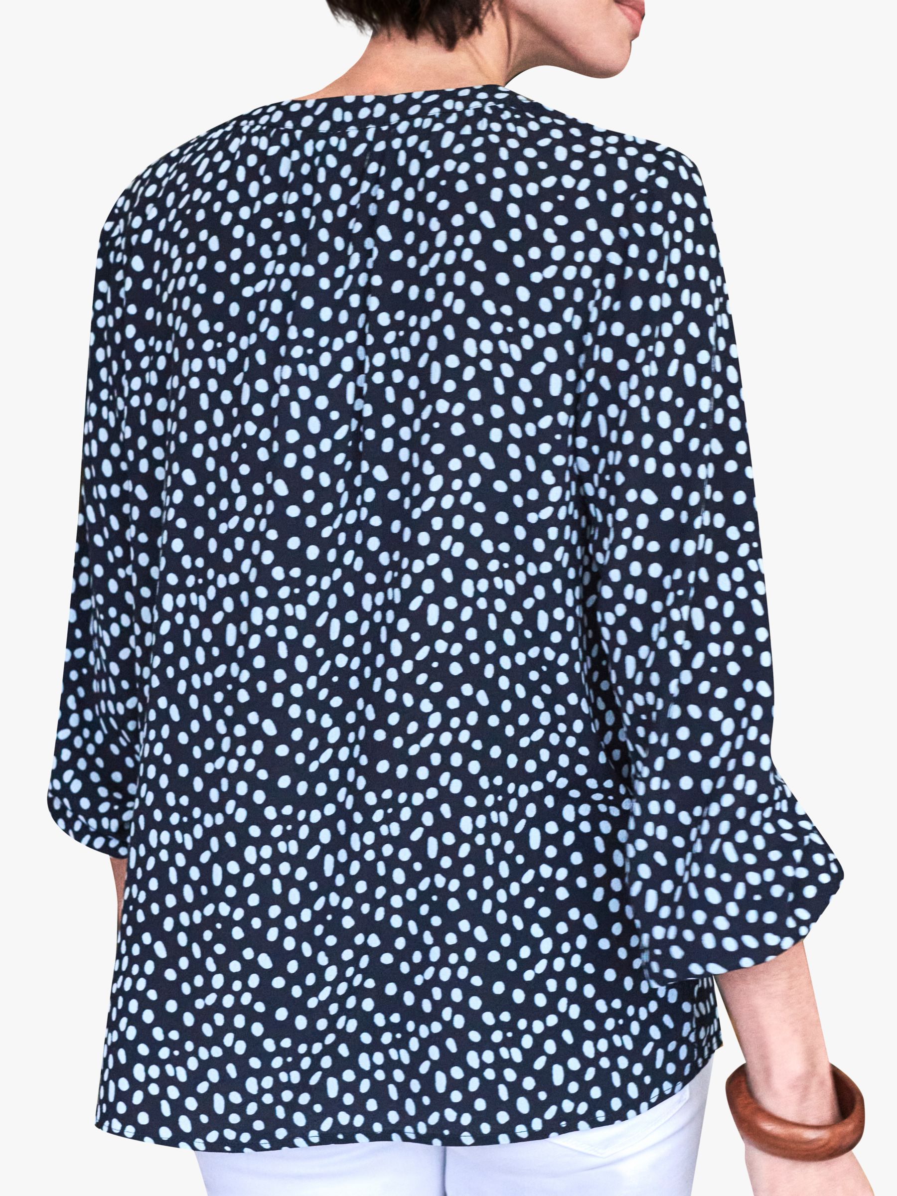 Buy Pure Collection Animal Spot Blouse, Navy Online at johnlewis.com