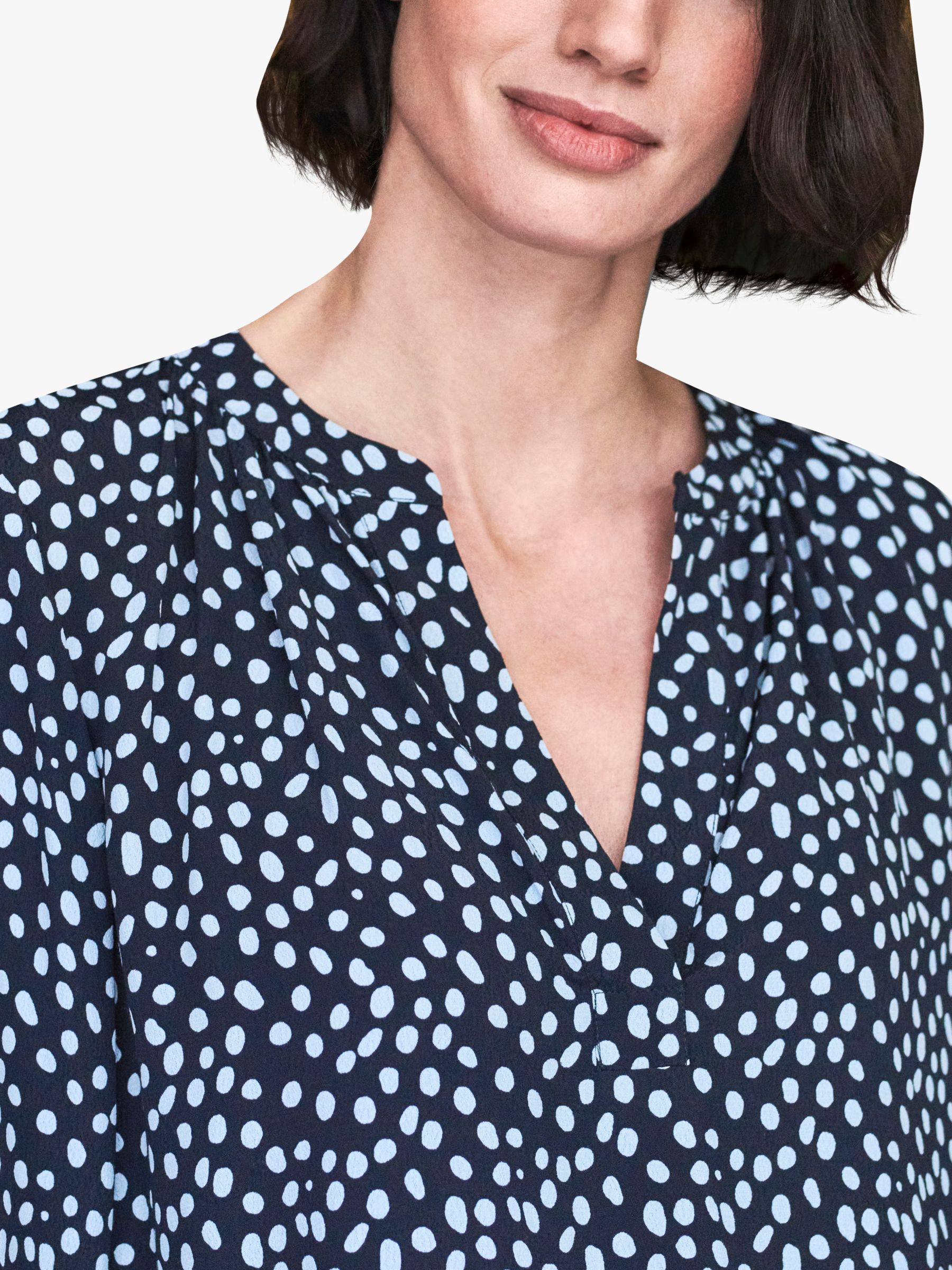 Buy Pure Collection Animal Spot Blouse, Navy Online at johnlewis.com