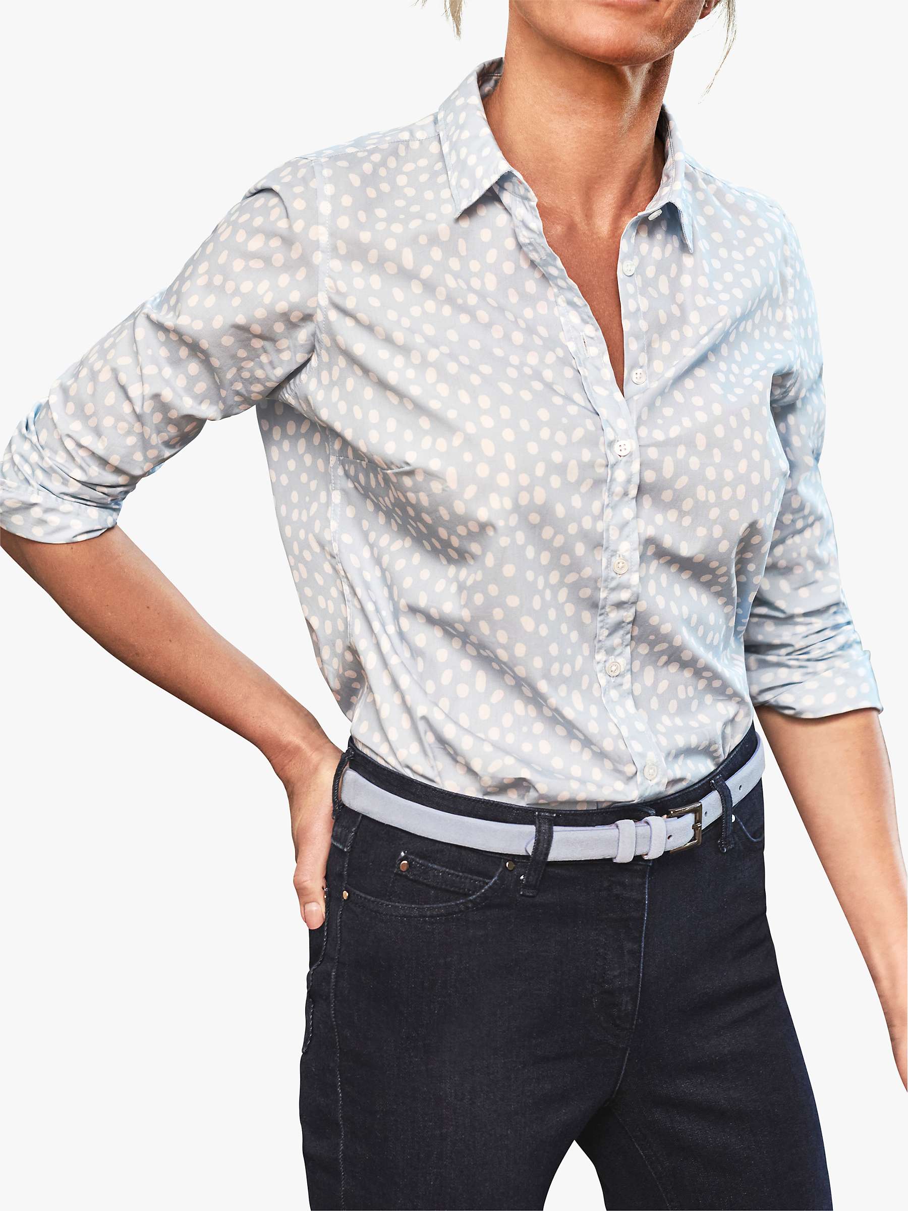 Buy Pure Collection Cotton Spot Print Shirt, Blue Online at johnlewis.com